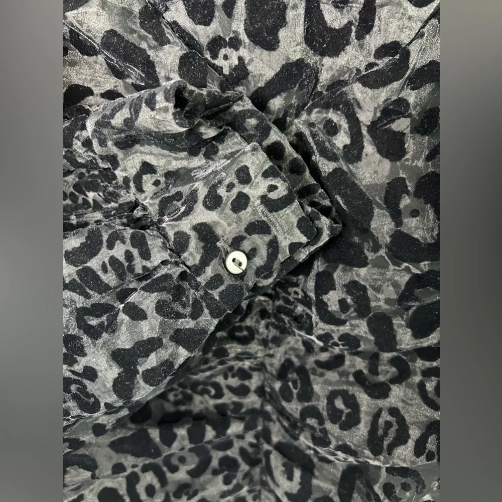Zara Black Semi-Sheer Animal Print Velvet Party Evening Formal Wedding Top